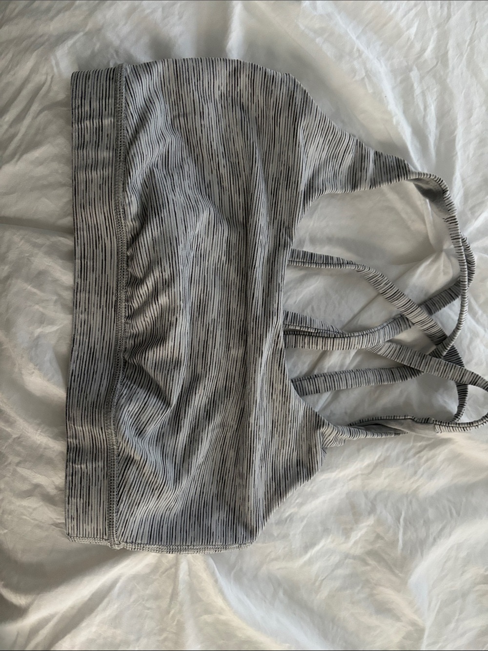 Lululemon athletica Grey & White Striped Strappy Sports Bra